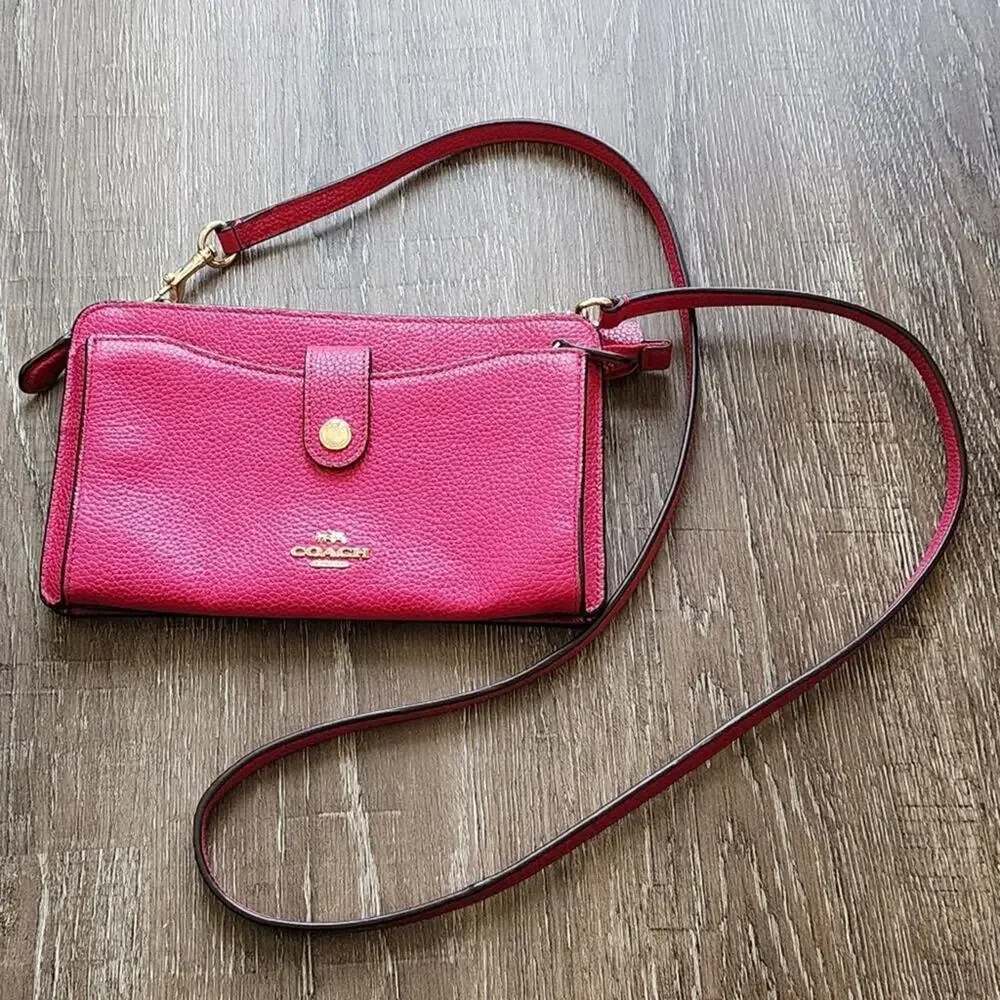 Coach Convertible Noa Pop Up Messenger In hot pink magenta purse wallet wristlet - Picture 2 of 16